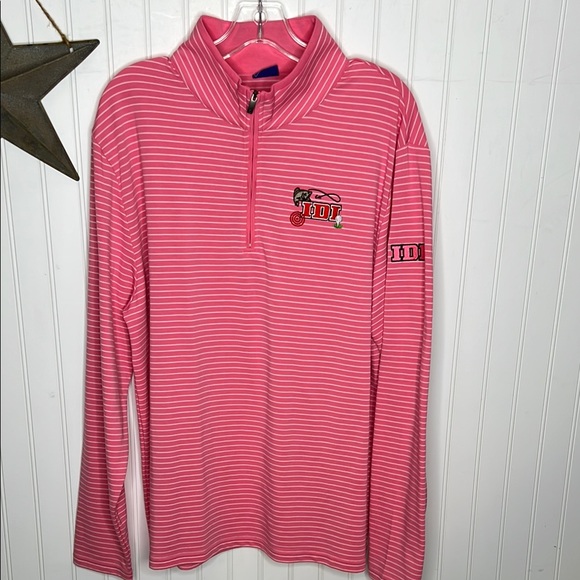 FootJoy Pink and White Quarter-Zip Sweatshirt - Picture 1 of 12
